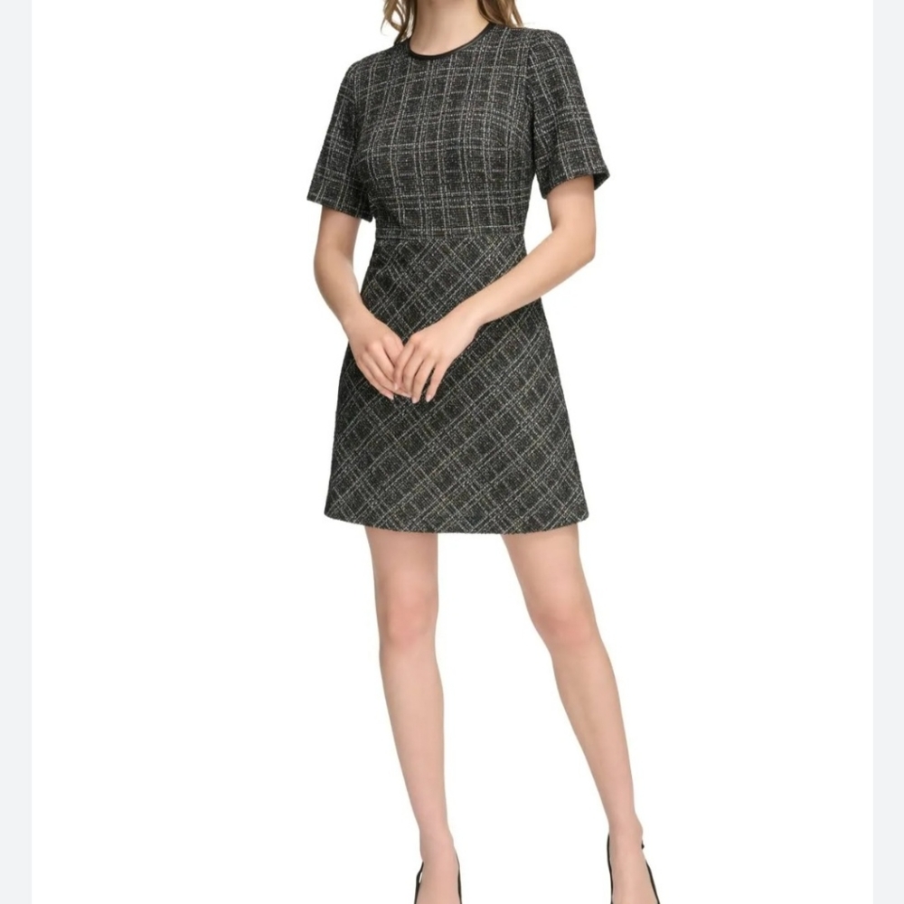 Calvin Klein Tweed Black Short Sleeve Dress - Picture 8 of 8